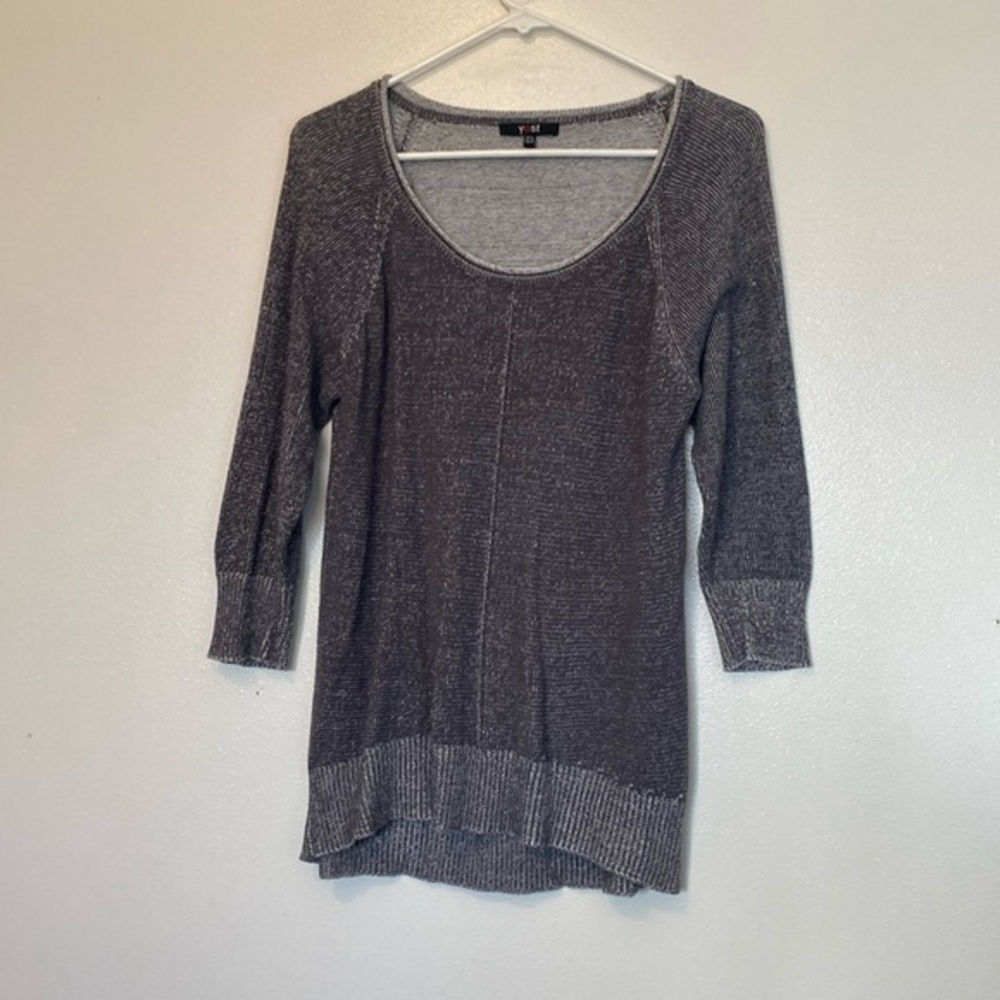 Yest ribbed textured viscose blend two tone gray sweater